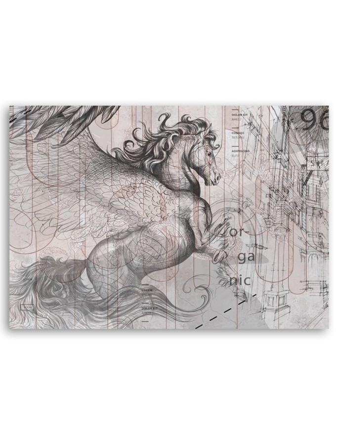 Bedroom Canvas painting above bed - Pegasus horse abstract | FEEBY