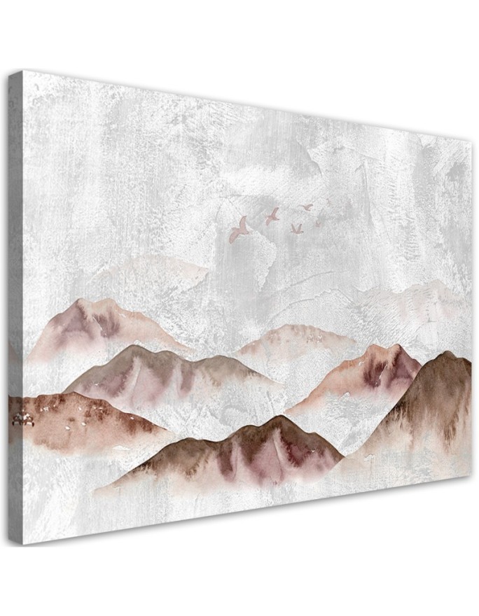 Boho style Canvas painting for the living room - Birds over the mountains | FEEBY