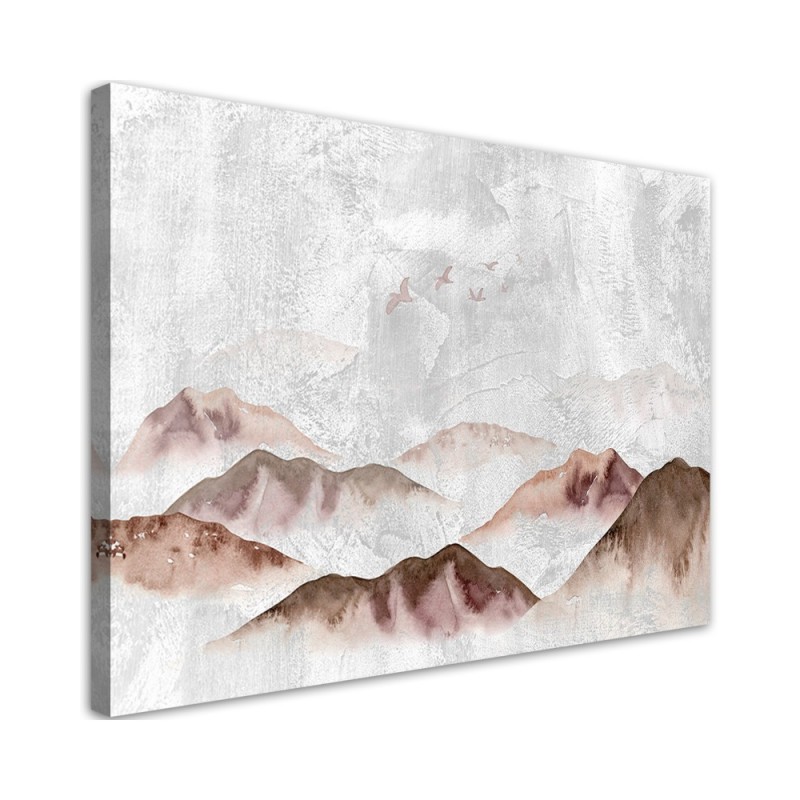 Boho style Canvas painting for the living room - Birds over the mountains | FEEBY