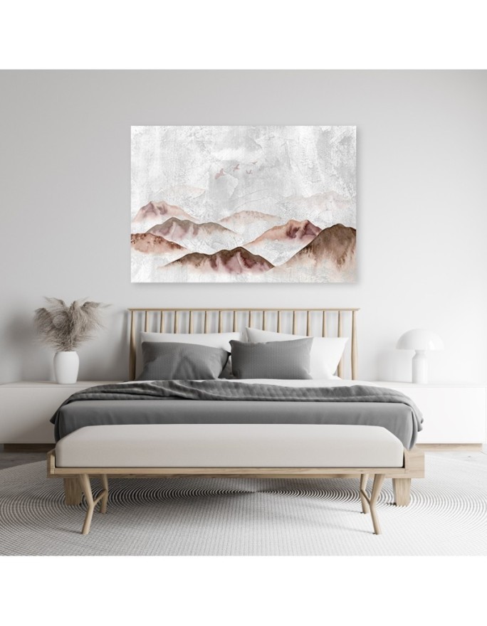 Boho style Canvas painting for the living room - Birds over the mountains | FEEBY
