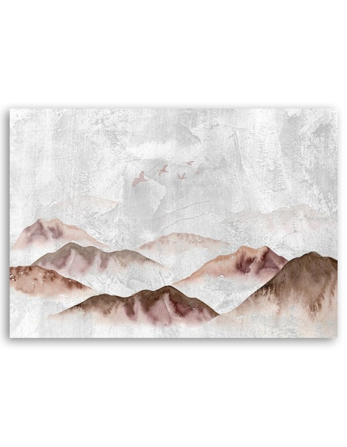 Boho style Canvas painting for the living room - Birds over the mountains | FEEBY
