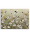Modern Boho Canvas painting for the bedroom - Abstract butterflies in a meadow | FEEBY