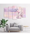 Canvas print for bedroom - Woman with long hair on pink background | FEEBY