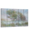 Canvas print 5 pieces for the room - Trees on a misty meadow | FEEBY