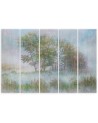 Canvas print 5 pieces for the room - Trees on a misty meadow | FEEBY