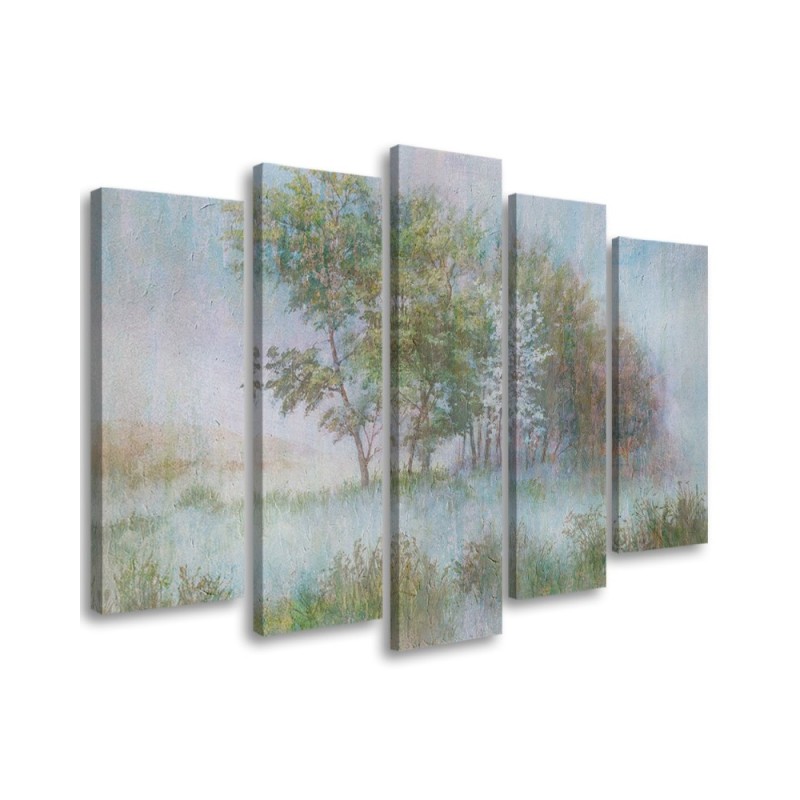 Modern painting for the wall - Trees on a misty meadow | FEEBY