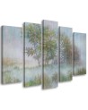 Modern painting for the wall - Trees on a misty meadow | FEEBY