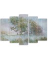 Modern painting for the wall - Trees on a misty meadow | FEEBY
