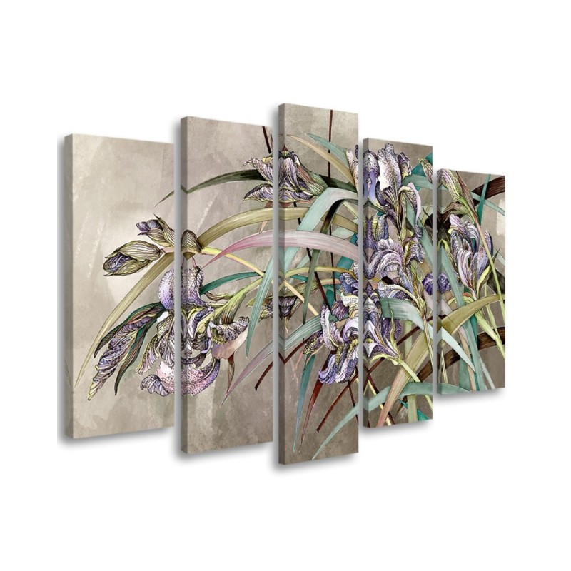 5 part modern painting - Irises flowers in the wind | FEEBY