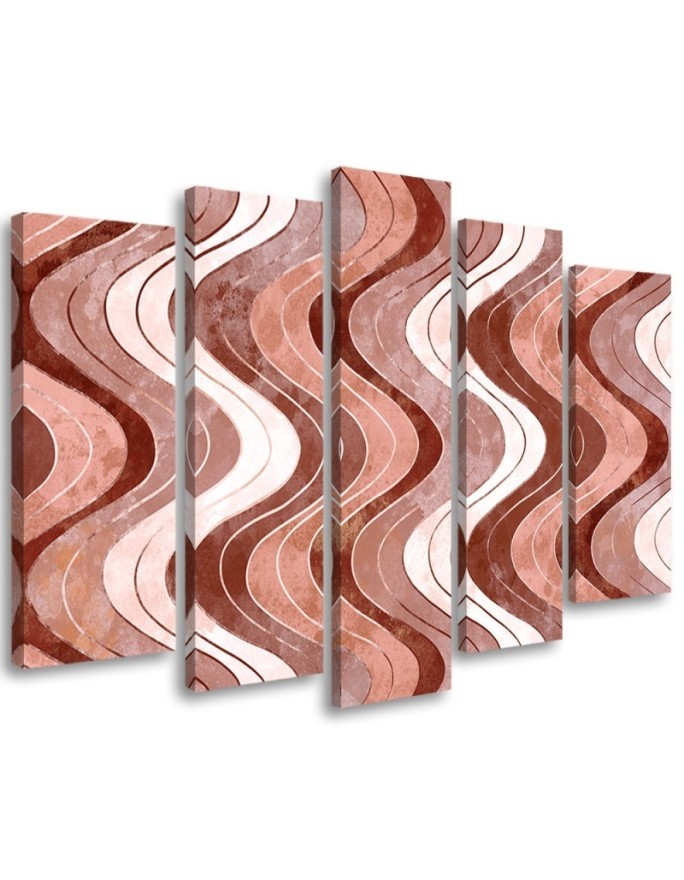 5 part wall painting for living room - Vertical wavy lines | FEEBY
