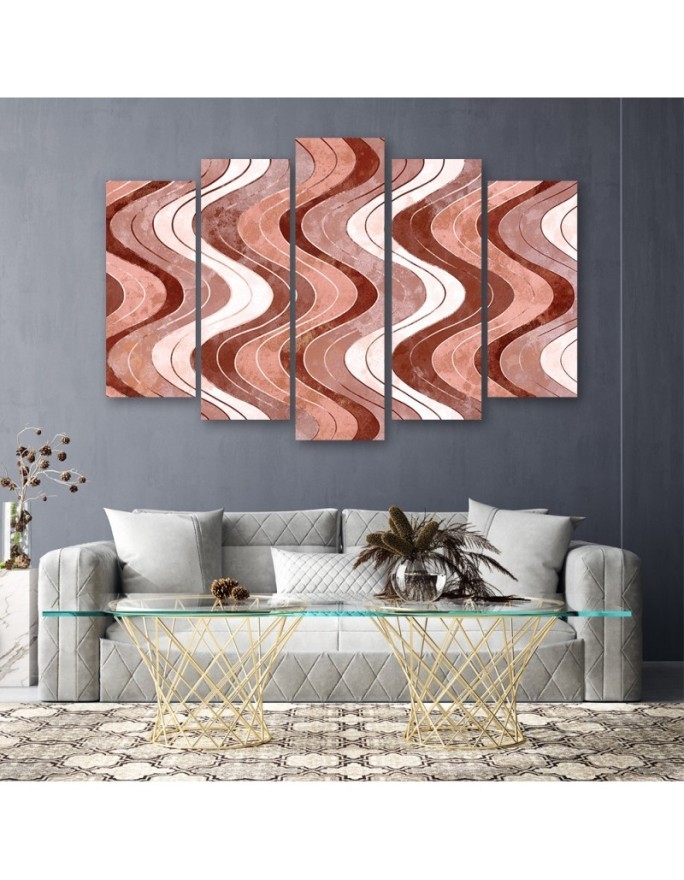 5 part wall painting for living room - Vertical wavy lines | FEEBY