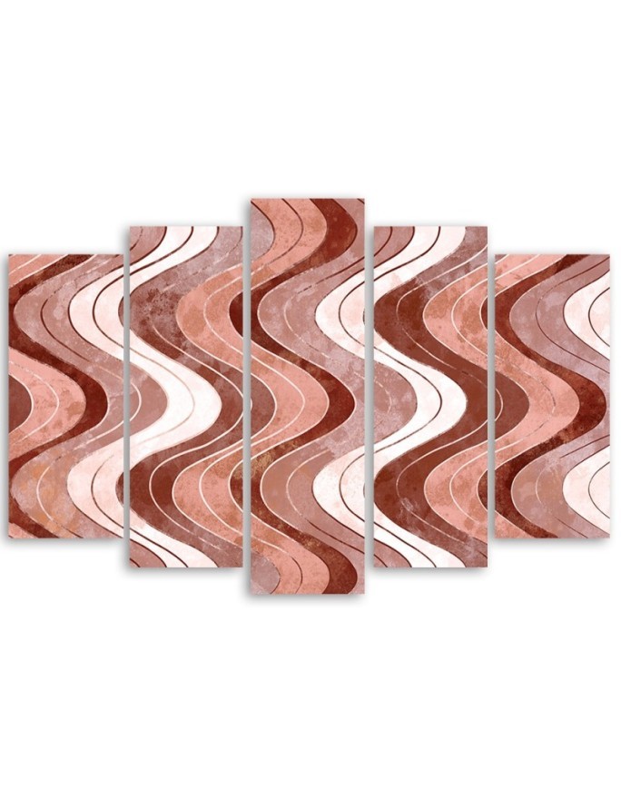 5 part wall painting for living room - Vertical wavy lines | FEEBY