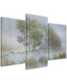 Triptych wall art painting - Trees on a misty meadow | FEEBY