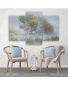 Triptych wall art painting - Trees on a misty meadow | FEEBY