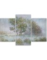 Triptych wall art painting - Trees on a misty meadow | FEEBY