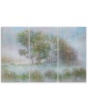 Modern 3-panel Canvas painting - Trees on a misty meadow | FEEBY