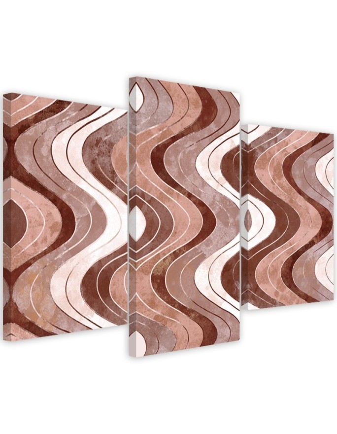 Large boho Canvas painting for living room - Vertical wavy lines | FEEBY