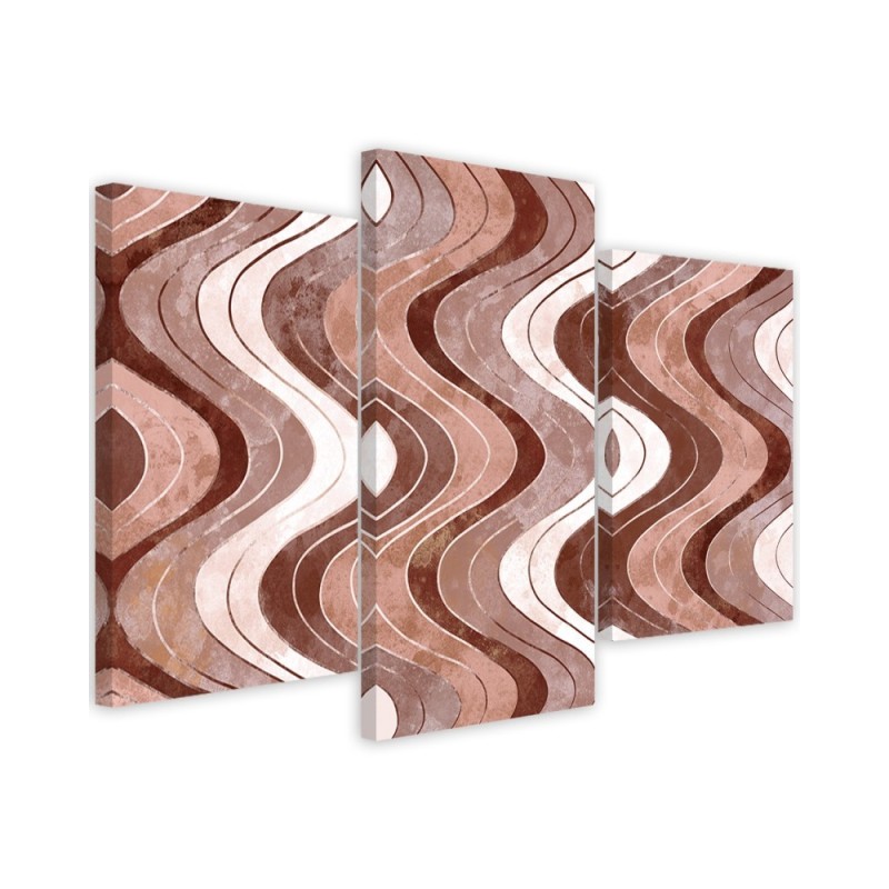 Large boho Canvas painting for living room - Vertical wavy lines | FEEBY