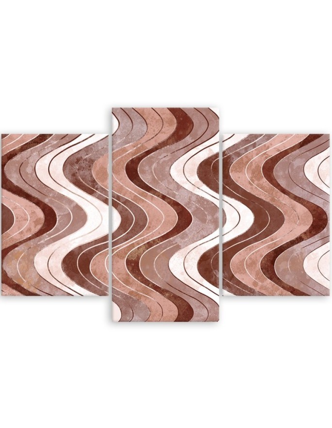 Large boho Canvas painting for living room - Vertical wavy lines | FEEBY