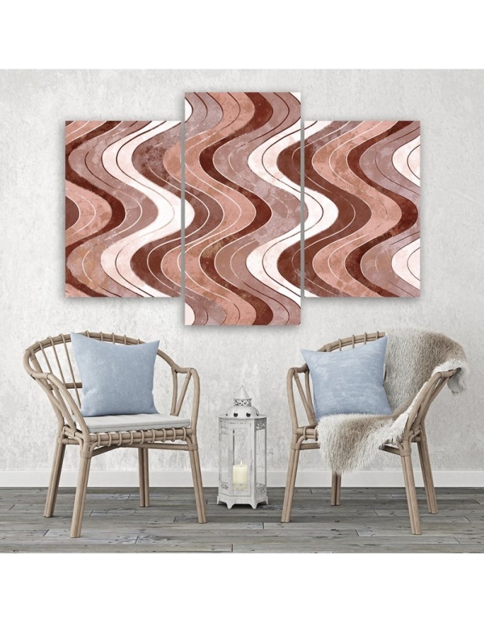 Large boho Canvas painting for living room - Vertical wavy lines | FEEBY