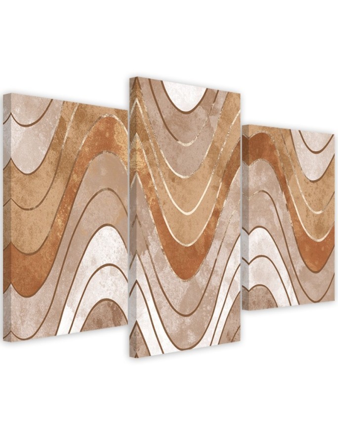 Canvas print boho wall set - Horizontal wavy lines | FEEBY