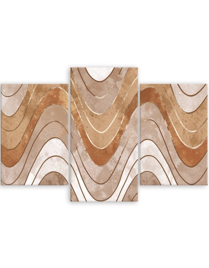 Canvas print boho wall set - Horizontal wavy lines | FEEBY