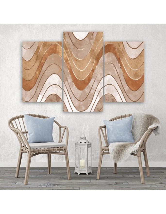 Canvas print boho wall set - Horizontal wavy lines | FEEBY