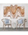 Canvas print boho wall set - Horizontal wavy lines | FEEBY