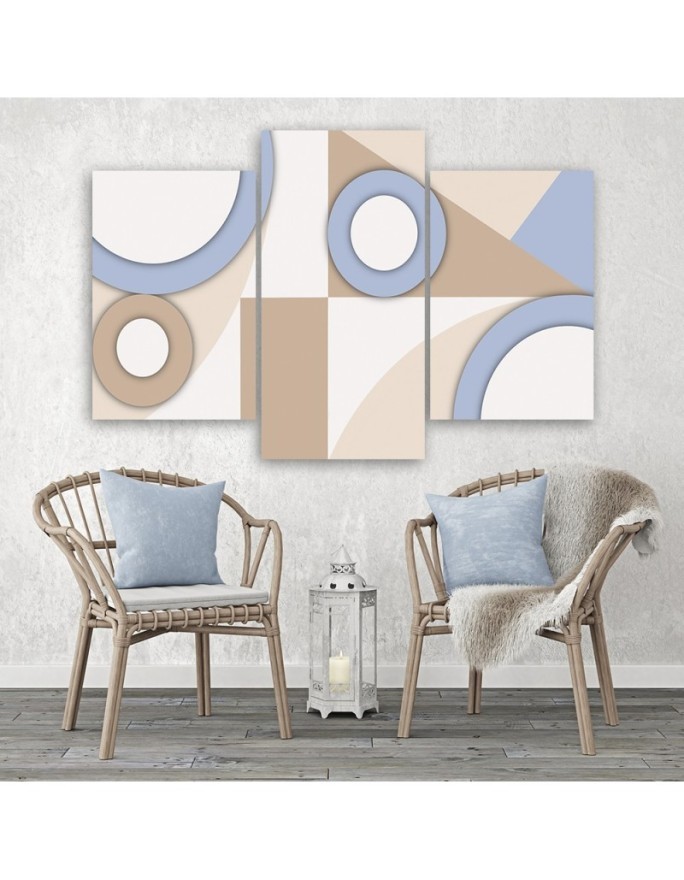 Youth Canvas painting 3 piece - Geometric shapes abstract | FEEBY