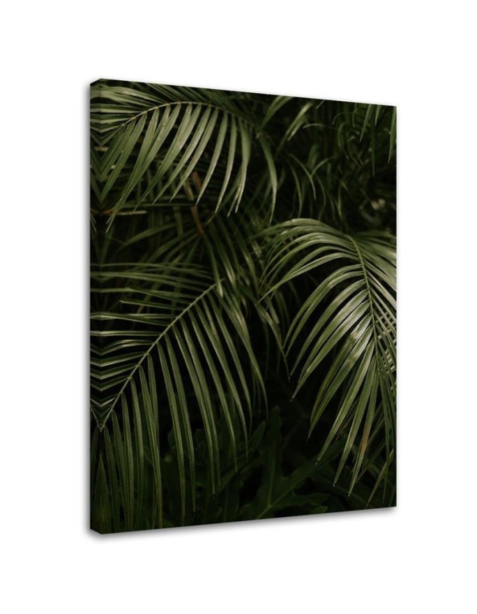 Canvas painting for living room, dining room - Green palm leaves | FEEBY