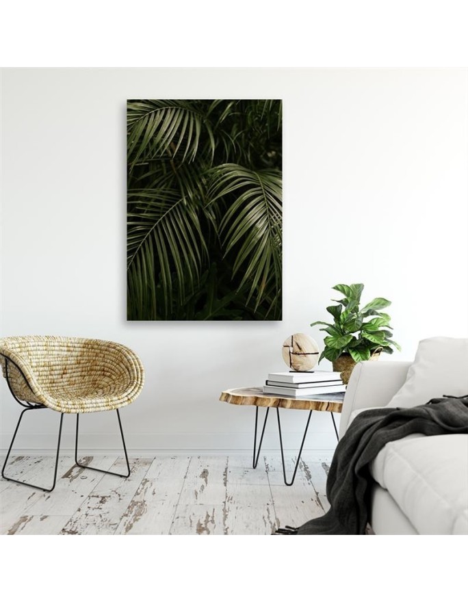 Canvas painting for living room, dining room - Green palm leaves | FEEBY