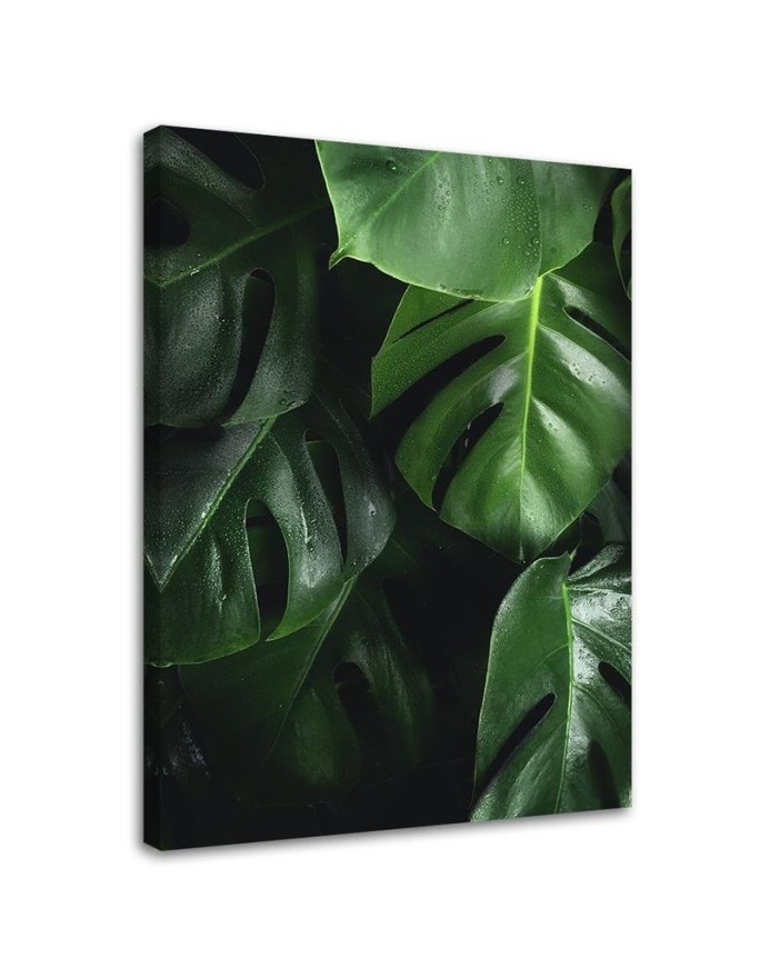Monstera leaves - modern Canvas painting for living room for wall | FEEBY