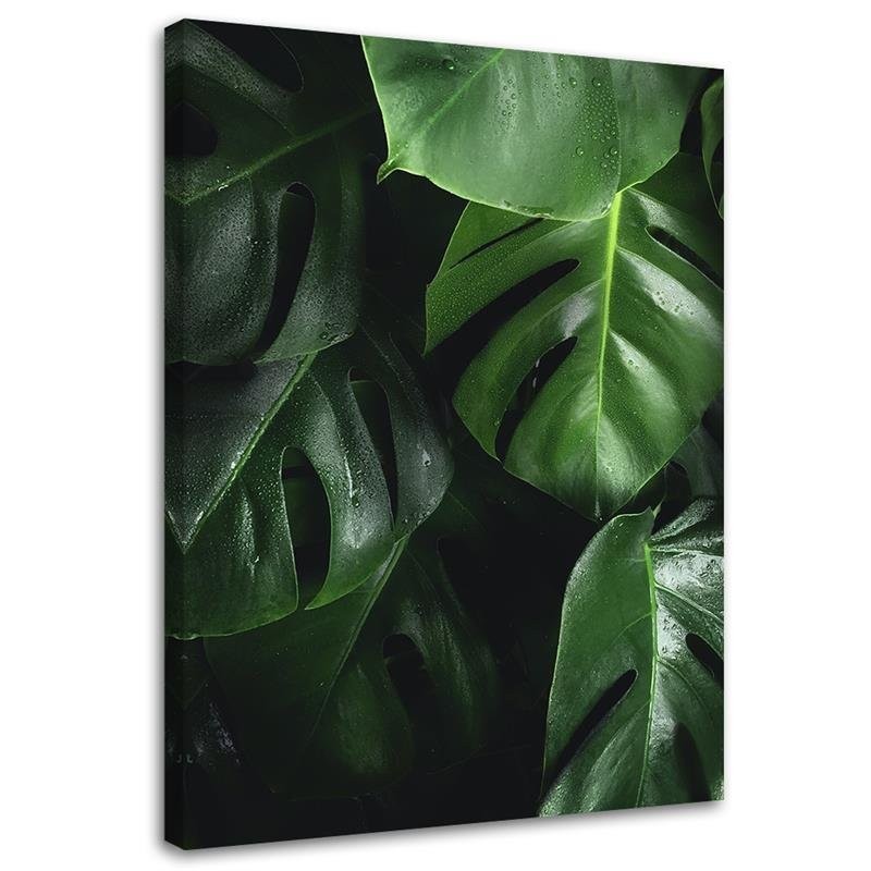 Monstera leaves - modern Canvas painting for living room for wall | FEEBY