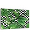 Canvas prints n Green leaves on a geometric background | FEEBY