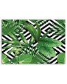 Canvas prints n Green leaves on a geometric background | FEEBY