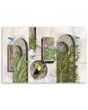 Modern Canvas painting - Shapes in the wall with plants and birds toucan hummingbird | FEEBY