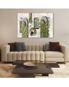 Modern Canvas painting - Shapes in the wall with plants and birds toucan hummingbird | FEEBY