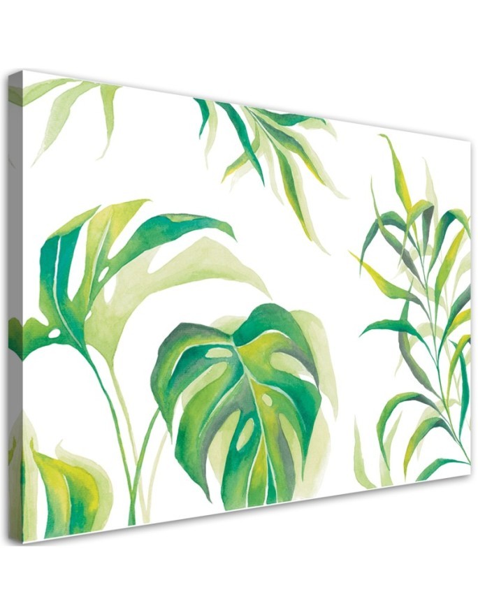 Modern Canvas painting for office - Monstera leaves | FEEBY