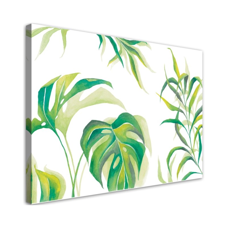 Modern Canvas painting for office - Monstera leaves | FEEBY