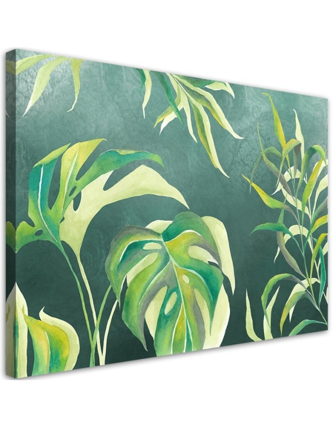 Modern Canvas painting for living room - Monstera leaves | FEEBY