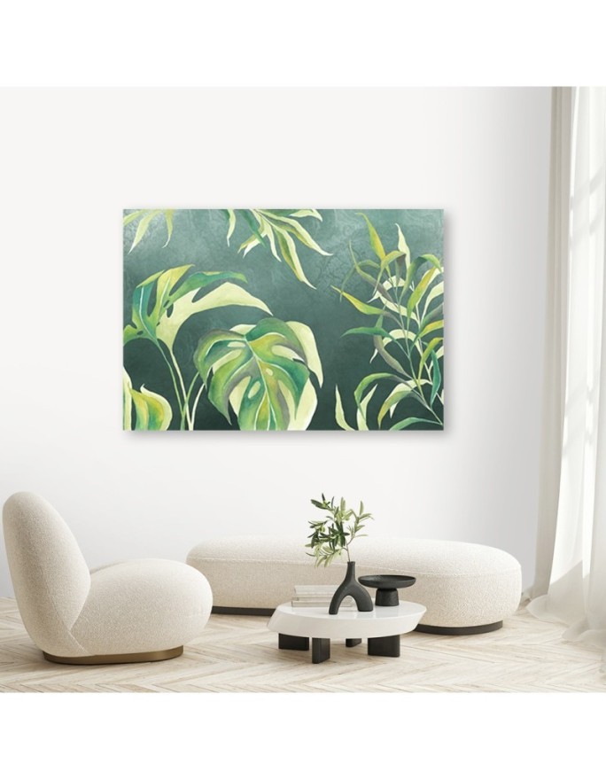Modern Canvas painting for living room - Monstera leaves | FEEBY