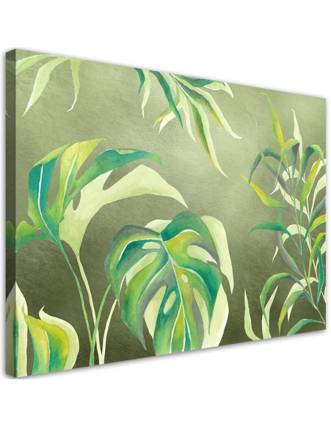 Wall art painting for the office - Monstera leaves | FEEBY