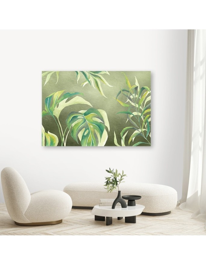 Wall art painting for the office - Monstera leaves | FEEBY