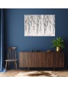 Fashionable wall art painting - Tropical plants in grey on concrete | FEEBY