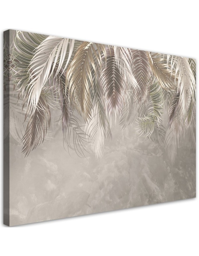 Wall art Canvas painting for living room - Palm leaves on concrete 3D | FEEBY