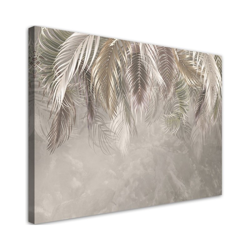 Wall art Canvas painting for living room - Palm leaves on concrete 3D | FEEBY
