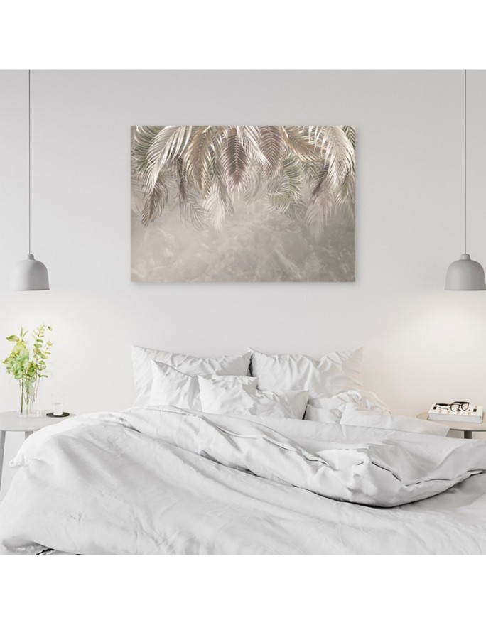 Wall art Canvas painting for living room - Palm leaves on concrete 3D | FEEBY