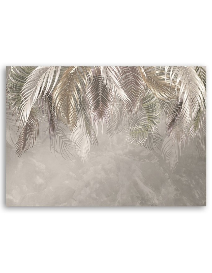 Wall art Canvas painting for living room - Palm leaves on concrete 3D | FEEBY