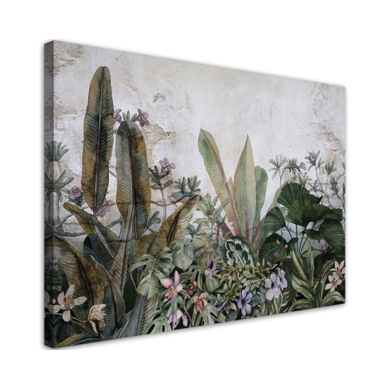 Canvas print - Exotic tropical leaves on concrete | FEEBY