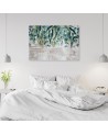 Wall art painting - Tropical green leaves on concrete background | FEEBY